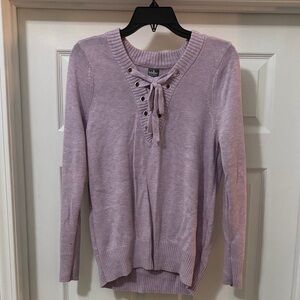 New York & Company Soho Lace-Up Knit Sweater in Lavender